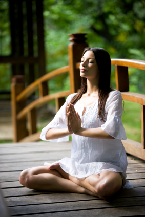 vegetarian woman meditating